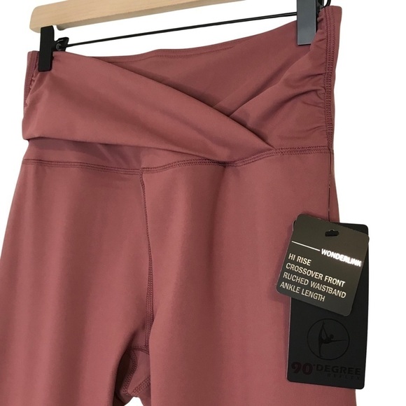 New! 90 Degree Crossover High Waist Ankle Active Athletic Running Yoga Leggings - Picture 9 of 12